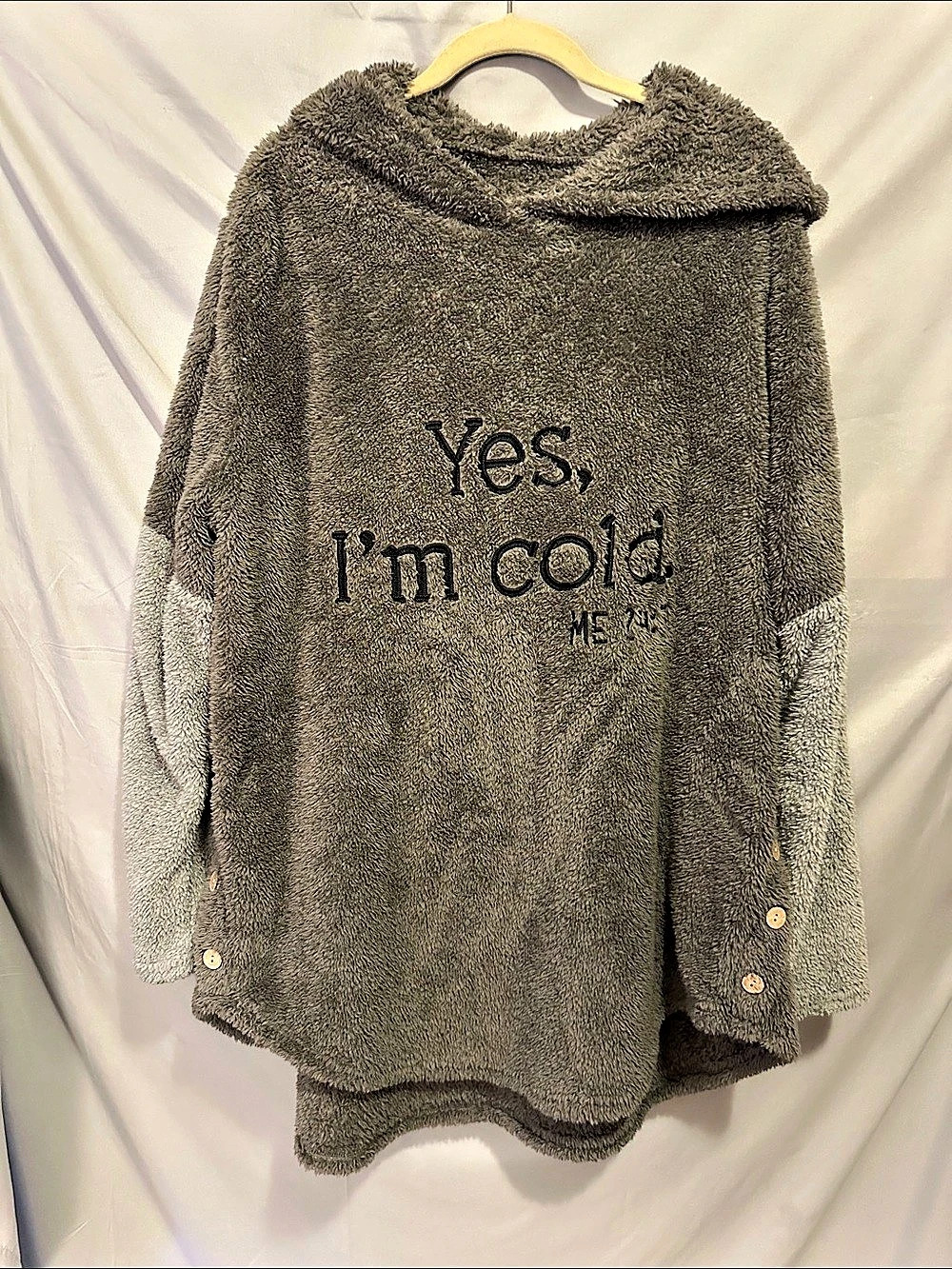 Yes I'Medium Cold ME 24:7 Sherpa Fleece Hoodie Gray Medium